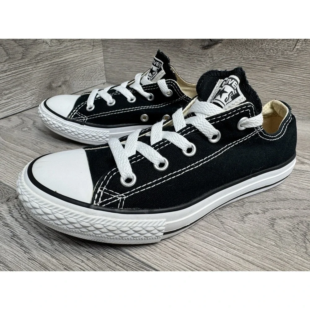 Converse All Star Youth 2 Low Top Shoes Black White Canvas Sneakers Shoes